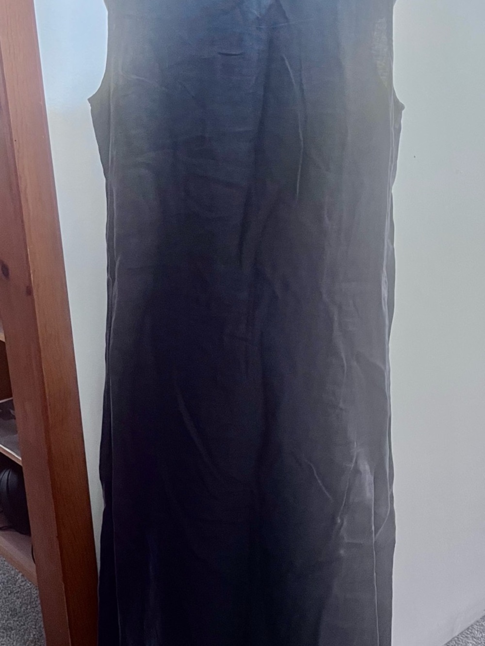 Black Sleeveless Maxi Dress with Cream Floral Embroidery - Picture 3 of 4